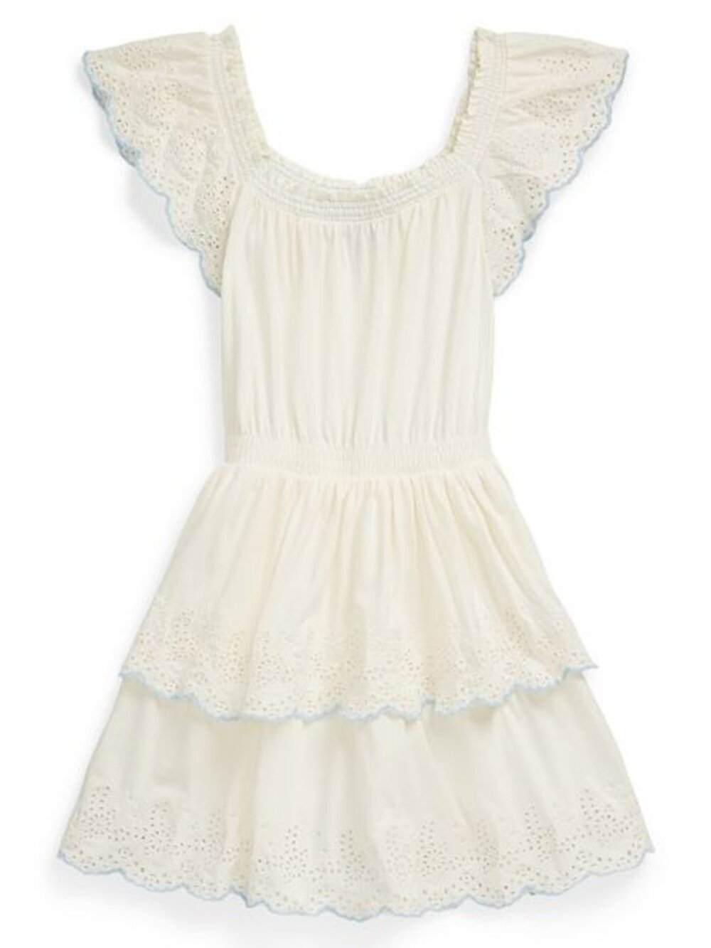 NWT Polo Ralph Lauren Big Girls Eyelet Tiered Dress XL 16 Ivory